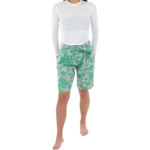 Alexis Womens Talbot Green Linen Printed Slub Bermuda Shorts Imperfections